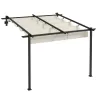 Pérgola 3x3 m Cenador de Jardín con Techo Retráctil de Poliéster y Marco de Acero Crema y Gris Oscuro - Ogal.Es