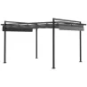 Cenador de Jardín 3x4 m con Techo Retráctil de Poliéster y 12 Orificios de Drenaje Pérgola para Terraza Gris Oscuro - Ogal.Es