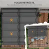 Cenador de Jardín 3x4 m con Techo Retráctil de Poliéster y 12 Orificios de Drenaje Pérgola para Terraza Gris Oscuro - Ogal.Es
