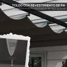 Cenador de Jardín 3x4 m con Techo Retráctil de Poliéster y 12 Orificios de Drenaje Pérgola para Terraza Gris Oscuro - Ogal.Es