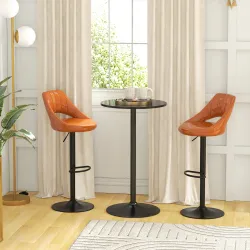 Mesa Alta de Bar Redonda Mesa de Cocina Moderna con Encimera Laminada y Marco de Acero para 2 Personas Ø60x102 c... - Ogal.Es