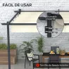 Pérgola 4x3 m Cenador de Jardín con Techo Retráctil de Poliéster y Marco de Acero Crema y Gris Oscuro - Ogal.Es
