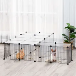 Parque para Mascotas con 27 Paneles y Forma Personalizable para Cobayas Conejos Chinchillas 140x70x70 cm Transpa... - Ogal.Es