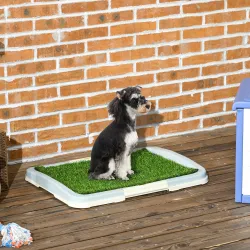 Arenero para Perros con Césped Artificial Rejilla y Bandeja para Entrenamiento de Cachorros 63x48,5x6 cm Multicolor - Ogal.Es