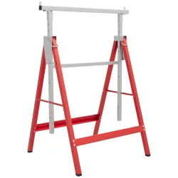 Set de 2 Caballetes Metálicos Plegables con Altura Ajustable Caballetes de Sierra de Acero 68x58x80-130 cm Rojo - Ogal.Es