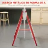 Set de 2 Caballetes Metálicos Plegables con Altura Ajustable Caballetes de Sierra de Acero 68x58x80-130 cm Rojo - Ogal.Es