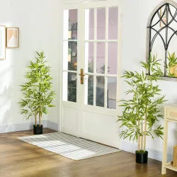 2 Plantas Artificiales Plantas Sintéticas de Bambú con 498 Hojas para Decoración en Salón Oficina Ø15x120 cm Verde - Ogal.Es