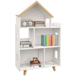 Estantería para Juguetes Infantil Organizador Infantil de 3 Niveles con 1 Techo Carga 50 kg 65x25x108,5 cm Blanco - Ogal.Es