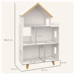 Estantería para Juguetes Infantil Organizador Infantil de 3 Niveles con 1 Techo Carga 50 kg 65x25x108,5 cm Blanco - Ogal.Es