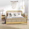 Juego de 2 Mesillas de Noche Estilo Cannage con Puerta y Estante Abierto Mesas Auxiliares 39x35x60 cm Natural - Ogal.Es