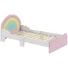 Cama Infantil de Madera 143x74x66 cm en Forma de Arcoíris Mueble de Dormitorio Moderno Carga 80 kg Rosa - Ogal.Es