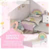 Cama Infantil de Madera 143x74x66 cm en Forma de Arcoíris Mueble de Dormitorio Moderno Carga 80 kg Rosa - Ogal.Es