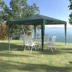 Carpa Desmontable 3x3 m Cenador Pabellón de Jardín con 4 Orificios de Drenaje y Marco de Acero para Terraza Pati... - Ogal.Es