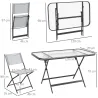 Conjunto de Mesa y 4 Sillas de Jardín Plegable con Mesa de Vidrio Templado Estilo Moderno para Terraza Patio Gris - Ogal.Es