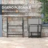 Conjunto de Mesa y 4 Sillas de Jardín Plegable con Mesa de Vidrio Templado Estilo Moderno para Terraza Patio Gris - Ogal.Es