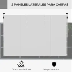 2 Paredes Laterales para Carpa 295x195 cm con Ventana Enrollable y Puerta con Cremallera para Carpa 3x3 m o 3x6 ... - Ogal.Es