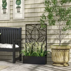 Jardinera con Biombo de Metal Huerto Urbano de Pared o de Pie para Cultivos Plantas o Decoración 61x23x113 cm Negro - Ogal.Es