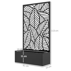 Jardinera con Biombo de Metal Huerto Urbano de Pared o de Pie para Cultivos Plantas o Decoración 61x23x113 cm Negro - Ogal.Es