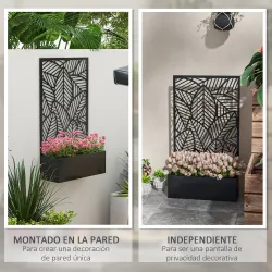 Jardinera con Biombo de Metal Huerto Urbano de Pared o de Pie para Cultivos Plantas o Decoración 61x23x113 cm Negro - Ogal.Es