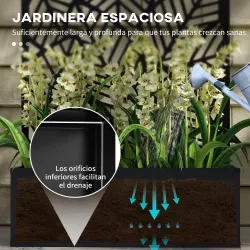 Jardinera con Biombo de Metal Huerto Urbano de Pared o de Pie para Cultivos Plantas o Decoración 61x23x113 cm Negro - Ogal.Es