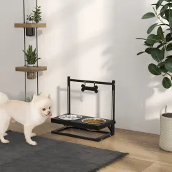 Comedero Elevado para Perros con 2 Tazones de Acero Inoxidable Altura Ajustable y 1 Placa de Metal 40,5x22x39 cm... - Ogal.Es