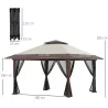 Carpa Plegable Pop-up con Altura Ajustable Protección UV50+ Doble Techo y Mosquiteras 4x4x2,8 m Beige - Ogal.Es