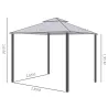 Pabellón de Exterior 3x3 m con Doble Techo de Ventilación 4 Cortinas 8 Orificios de Drenaje Gris - Ogal.Es