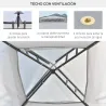 Pabellón de Exterior 3x3 m con Doble Techo de Ventilación 4 Cortinas 8 Orificios de Drenaje Gris - Ogal.Es