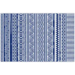 Alfombra Reversible 182x274 cm Estilo Moderno para Terraza Balcón Patio Camping Playa Azul Oscuro y Blanco - Ogal.Es