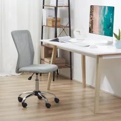 Silla de Escritorio Giratoria sin Brazos Silla de Malla con Altura Ajustable Carga 100 kg 43x58x90-100 cm Gris - Ogal.Es