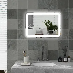 Espejo de Baño con Luces LED 50x70 cm Espejo de Pared Antivaho con 3 Temperaturas de Color Regulable Función de ... - Ogal.Es