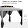 Carpa de Jardín 3x3 m Cenador Gazebo con 4 Mosquiteras Laterales Techo Doble 8 Orificios de Drenaje Marco de Met... - Ogal.Es