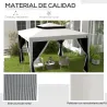 Carpa de Jardín 3x3 m Cenador Gazebo con 4 Mosquiteras Laterales Techo Doble 8 Orificios de Drenaje Marco de Met... - Ogal.Es