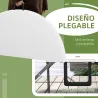 Mesa Auxiliar Redonda Mesa de Jardín Plegable con Marco de Acero y Encimera de HDPE Carga 80 kg Ø122x73 cm Blanco - Ogal.Es