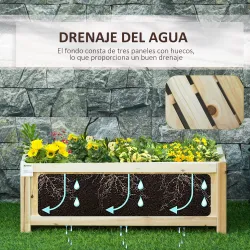 Jardinera de Madera Plegable con 4 Patas para Cultivos Verduras Flores en Patio Balcón Terraza 70x30x25 cm Natural - Ogal.Es