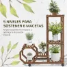 Soporte para Plantas con Ruedas Soporte para Macetas de 5 Niveles de Madera Uso Interno Externo 86x30x102 cm Car... - Ogal.Es