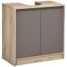 Mueble para Debajo del Lavabo Armario de Baño de Suelo con Puerta Doble y Estante Ajustable 60x30x59,8 cm Roble ... - Ogal.Es