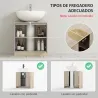 Mueble para Debajo del Lavabo Armario de Baño de Suelo con Puerta Doble y Estante Ajustable 60x30x59,8 cm Roble ... - Ogal.Es