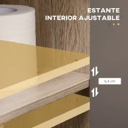 Mueble para Debajo del Lavabo Armario de Baño de Suelo con Puerta Doble y Estante Ajustable 60x30x59,8 cm Roble ... - Ogal.Es