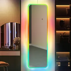 Espejo de Cuerpo Entero con Luces LED 120x40 cm Espejo de Pared con Iluminación de 7 Colores RGB y Función de Me... - Ogal.Es