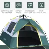 Tienda Camping Plegable con 1 Puerta 3 Ventanas Bolsa de Transporte y Apertura Automática 205x195x135 cm Verde - Ogal.Es