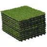 Césped Sintético de 10 Piezas Alfombra Césped Artificial 30x30 cm con Altura de Hierba 25 mm y Anti-UV Verde Oscuro - Ogal.Es