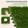 Césped Sintético de 10 Piezas Alfombra Césped Artificial 30x30 cm con Altura de Hierba 25 mm y Anti-UV Verde Oscuro - Ogal.Es