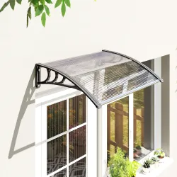Marquesina Exterior para Puerta y Ventana 75x100 cm contra Sol y Lluvia con Soporte de Aleación de Aluminio Tran... - Ogal.Es
