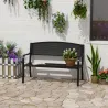 Banco Exterior de Jardín de 2 Plazas Banco para Terraza con Respaldo de Malla de Acero Carga 240 kg 127x60x87 cm... - Ogal.Es