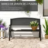 Banco Exterior de Jardín de 2 Plazas Banco para Terraza con Respaldo de Malla de Acero Carga 240 kg 127x60x87 cm... - Ogal.Es