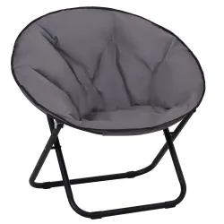 Silla de Platillo Plegable Silla de Luna con Asiento de Tela Oxford y Patas de Metal Carga 120 kg 80x80x75 cm Gris - Ogal.Es