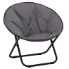 Silla de Platillo Plegable Silla de Luna con Asiento de Tela Oxford y Patas de Metal Carga 120 kg 80x80x75 cm Gris - Ogal.Es