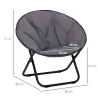 Silla de Platillo Plegable Silla de Luna con Asiento de Tela Oxford y Patas de Metal Carga 120 kg 80x80x75 cm Gris - Ogal.Es