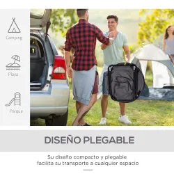 Silla de Platillo Plegable Silla de Luna con Asiento de Tela Oxford y Patas de Metal Carga 120 kg 80x80x75 cm Gris - Ogal.Es